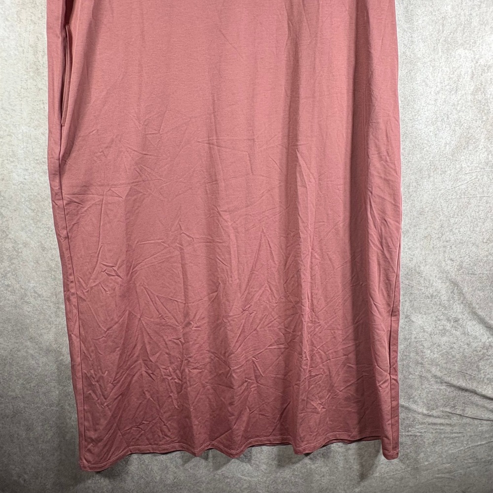Uniqlo T Dress Womens Large Pink AIRism Cotton Short Sleeve Maxi Casual Boho NEW - Picture 10 of 11